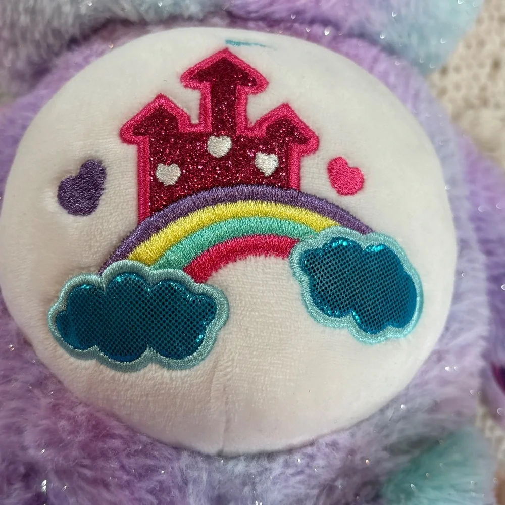 Care Bears Care-A-Lot Bear 40th Anniversary Plush Tie Dye Glitter 2022 Basic Fun